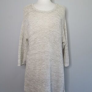 J. Jill Cotton Blend Sweater 3/4 Sleeve Scoop Neck Open Knit Beach Tunic XL